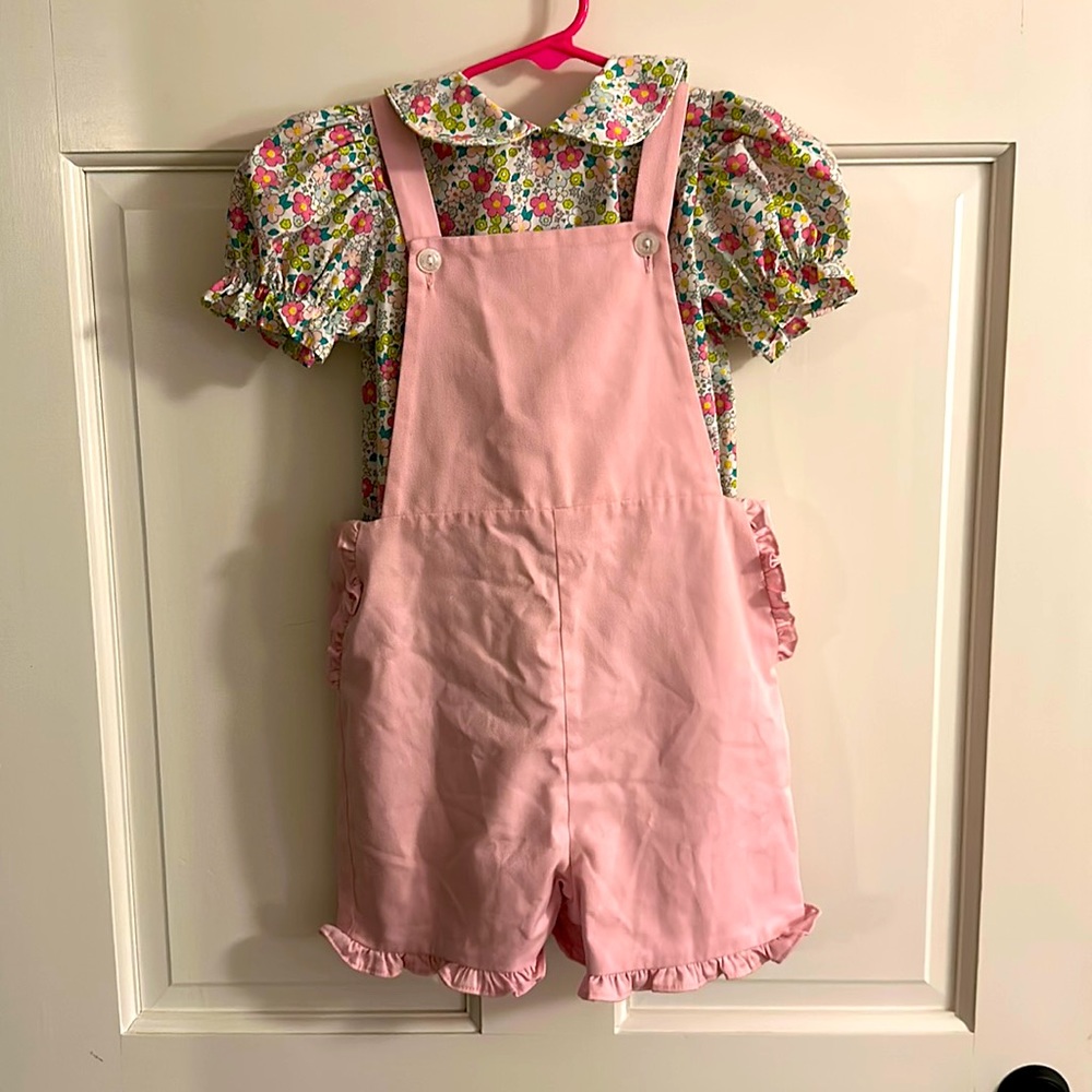 Little English shortalls with coordinating blouse